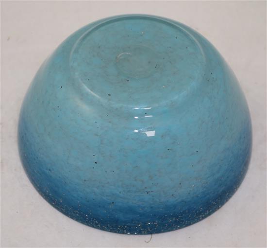 A Venini Italia aventurine blue glass bowl, mid 20th century, diam. 22cm